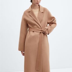 Mango Camel Woolblend Coat with Belt